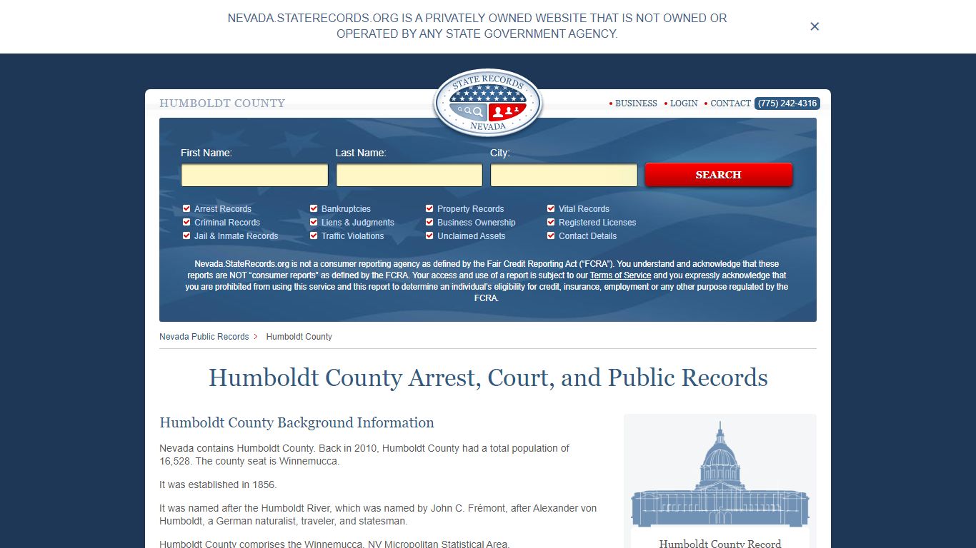 Humboldt County Arrest, Court, and Public Records